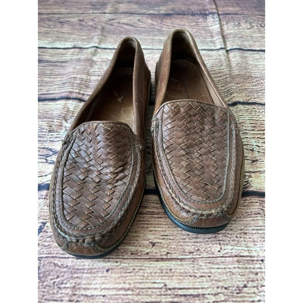 Johnston‎ & Murphy Tidwell Woven Loafers Brown Sheepskin Men 11